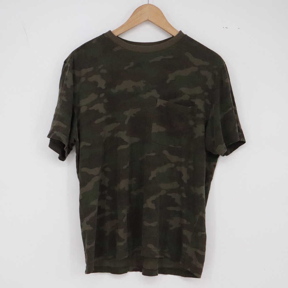 Outdoor Life T-Shirt Mens M River Washed Tee Green Camo Pocket Excellent